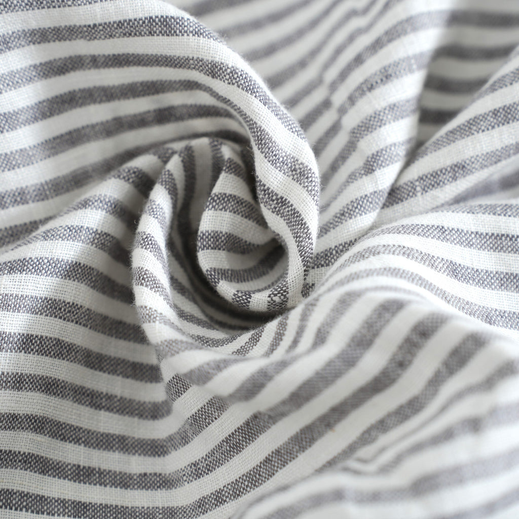 Striped French Linen Fitted Sheet Set - Yarn-Dyed with 2 Pillowcases