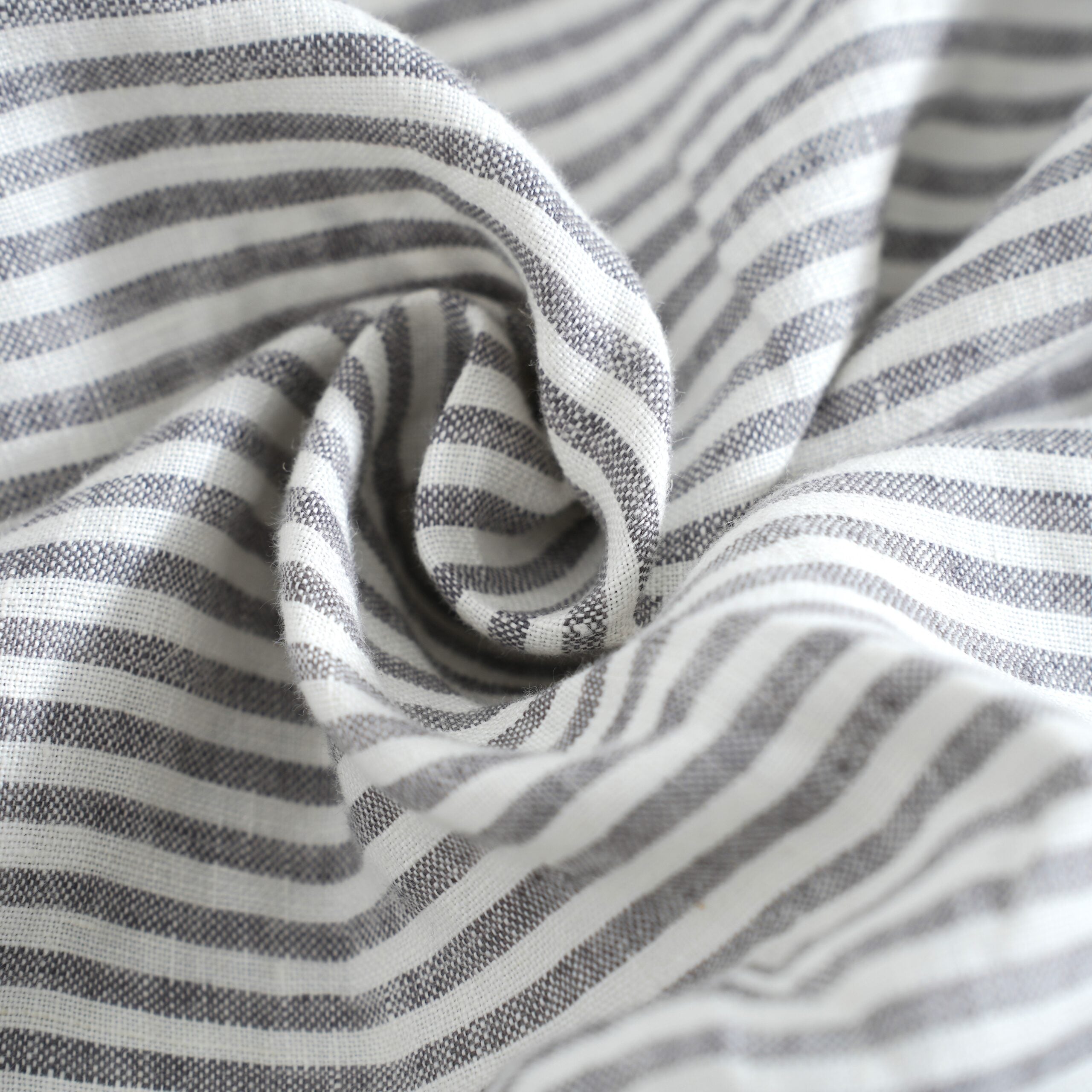 Grey Striped  French Linen Flat Sheet | 100% Linen Flat Sheet