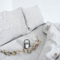 Striped French Linen Fitted Sheet Set - Yarn-Dyed with 2 Pillowcases