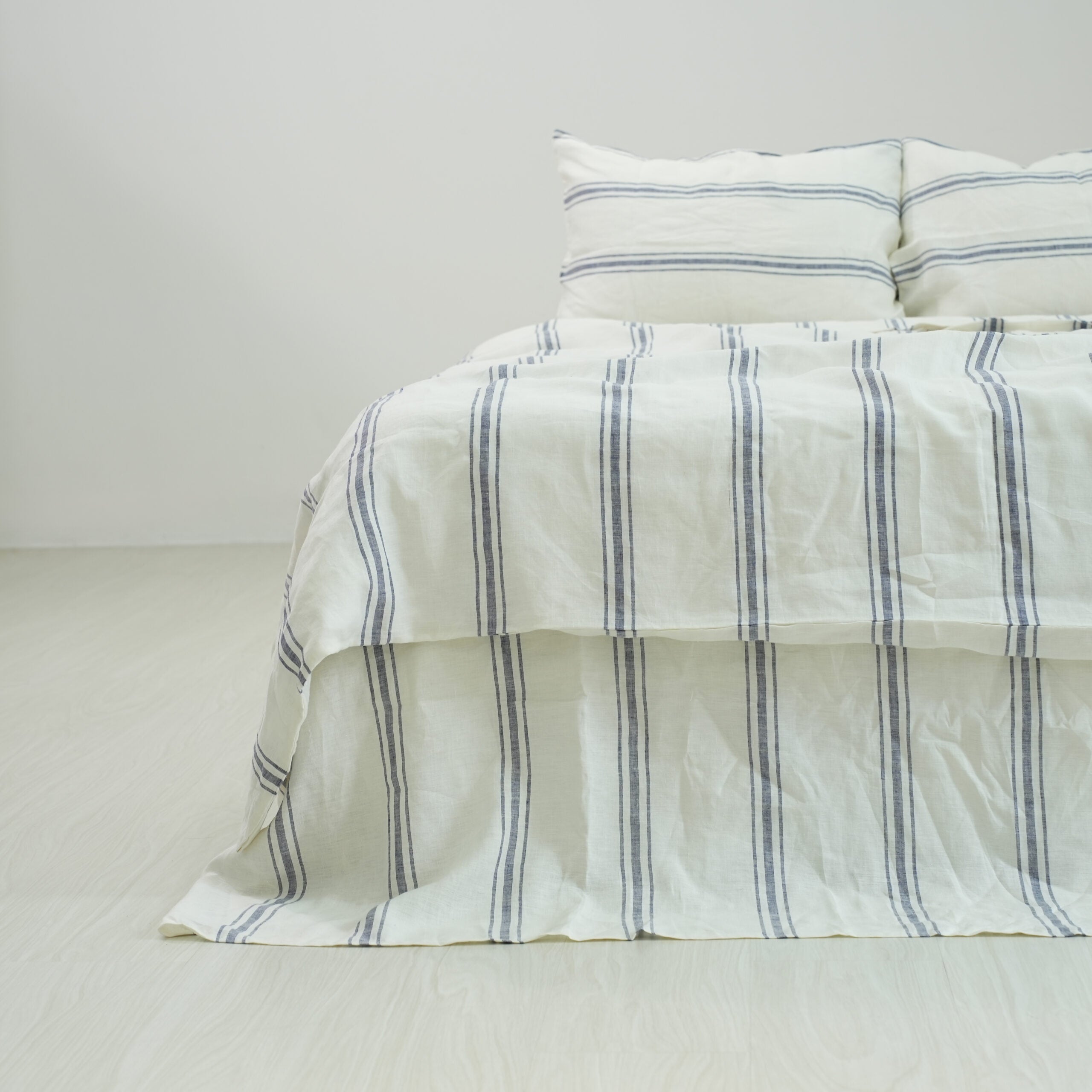 Ivory Navy Striped French Linen Pillowcase | Yarn-Dyed | Handmade