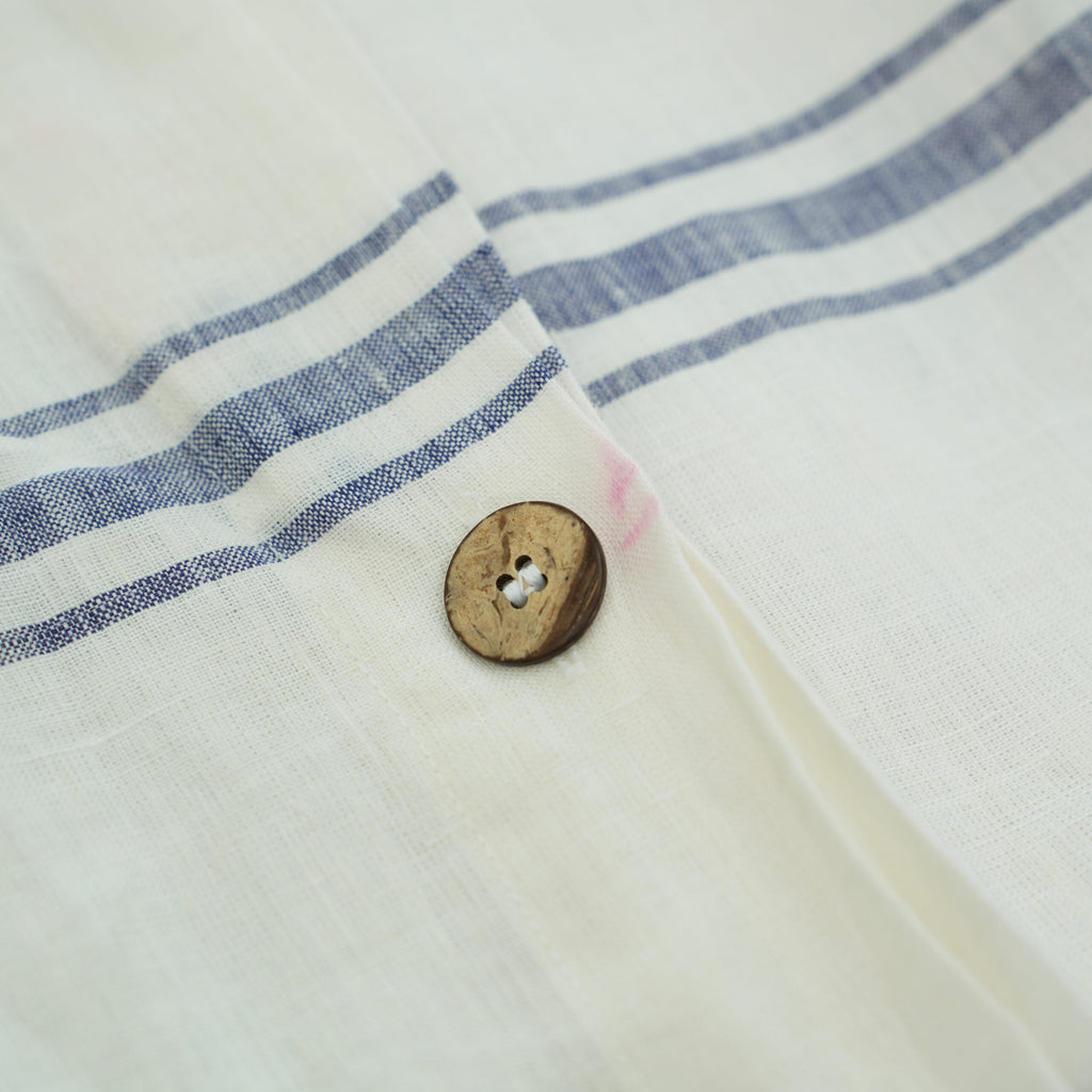 Ivory Navy Striped French Linen Pillowcase | Yarn-Dyed | Handmade