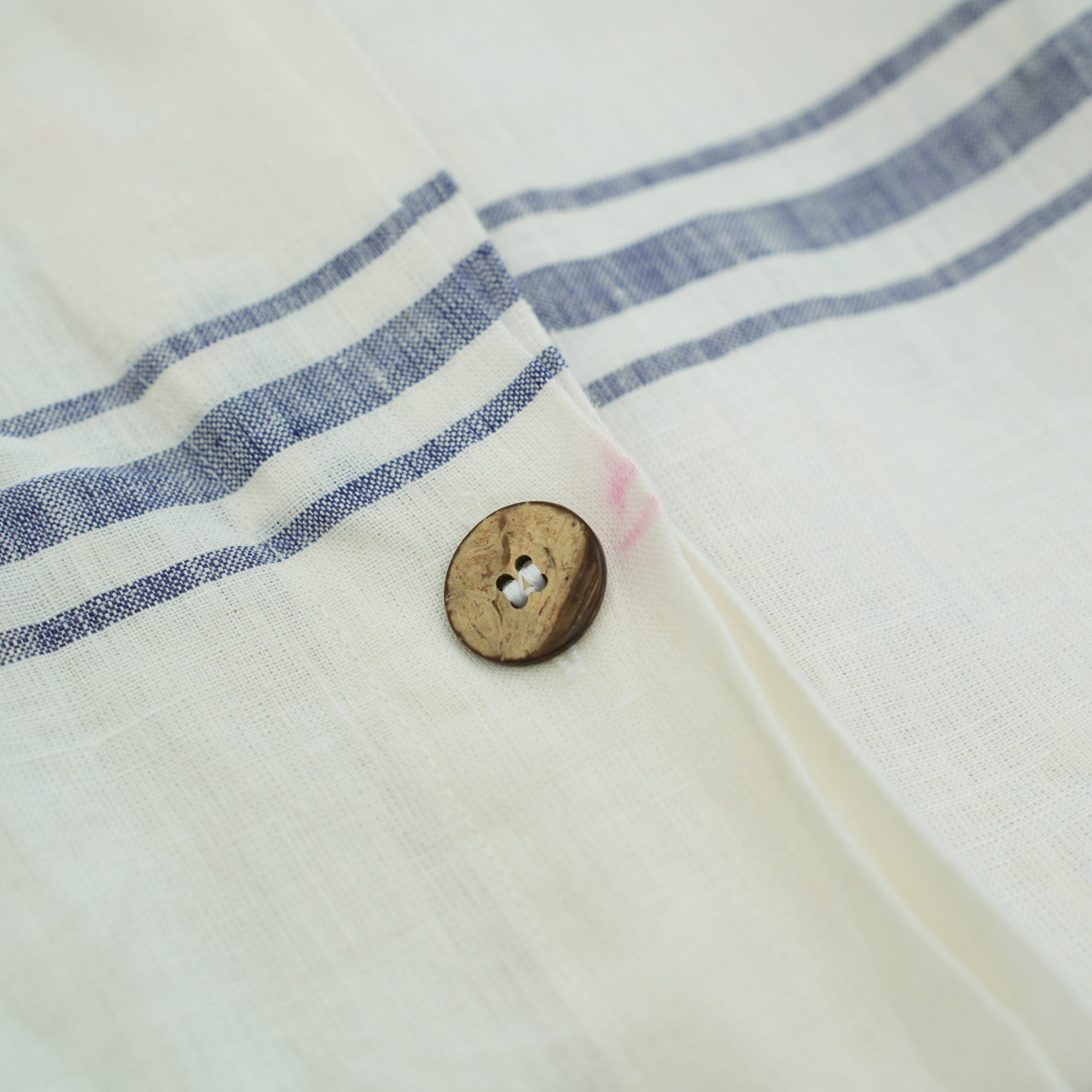 Ivory Navy Striped French Linen Pillowcase | Yarn-Dyed | Handmade