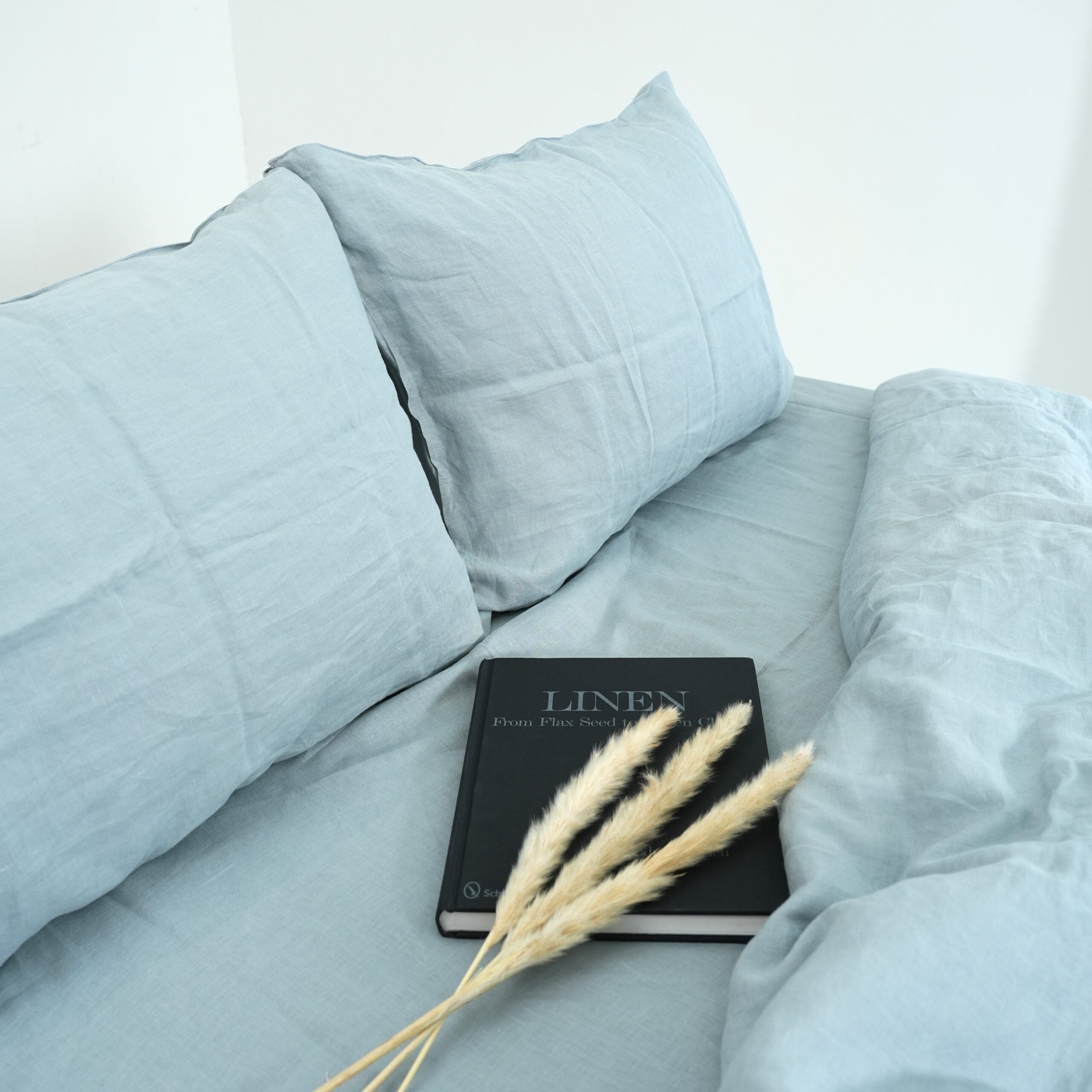 Misty Blue French Linen Flat Sheet | 100% Linen Flat Sheet