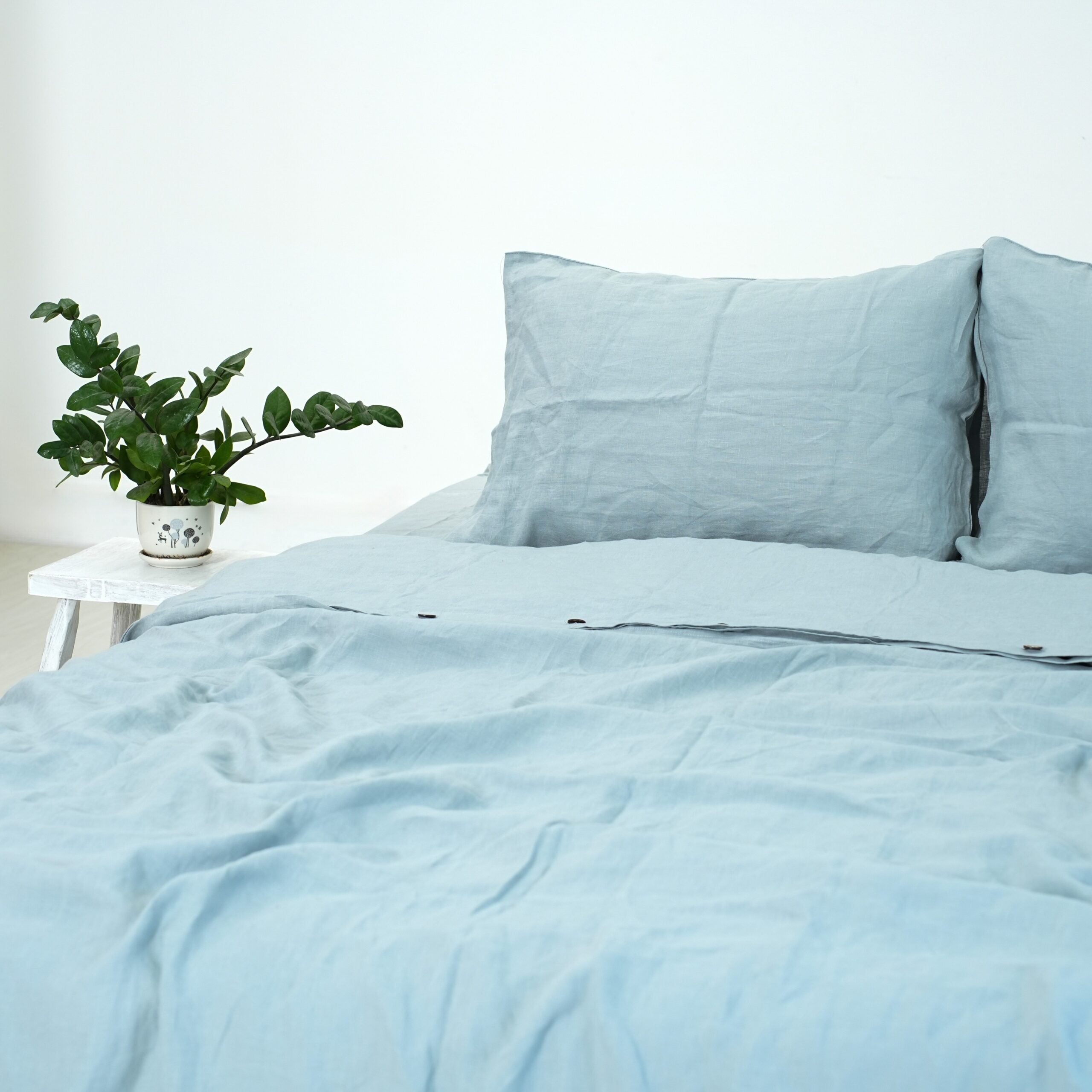 Misty Blue French Linen Flat Sheet | 100% Linen Flat Sheet