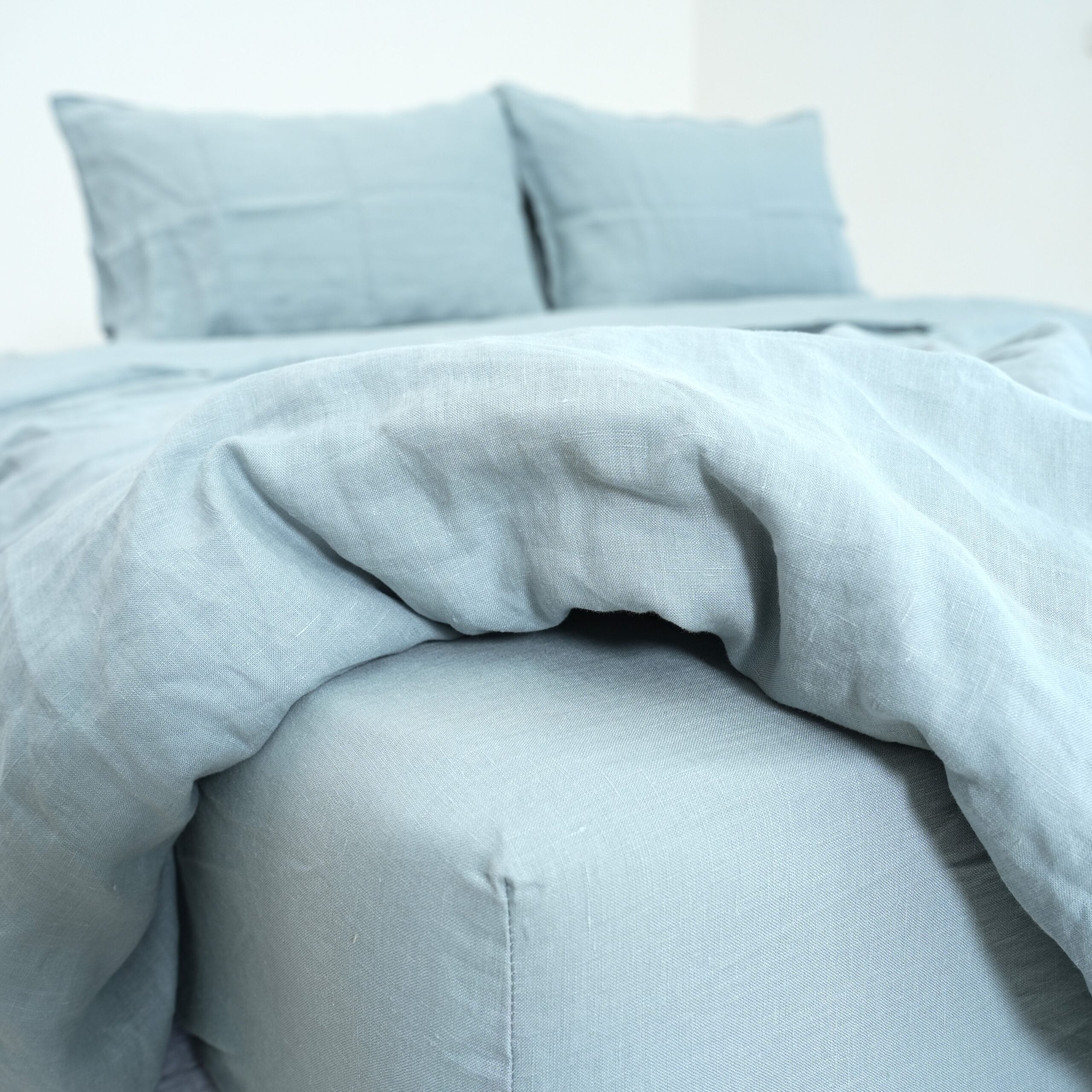 Misty Blue French Linen Flat Sheet | 100% Linen Flat Sheet