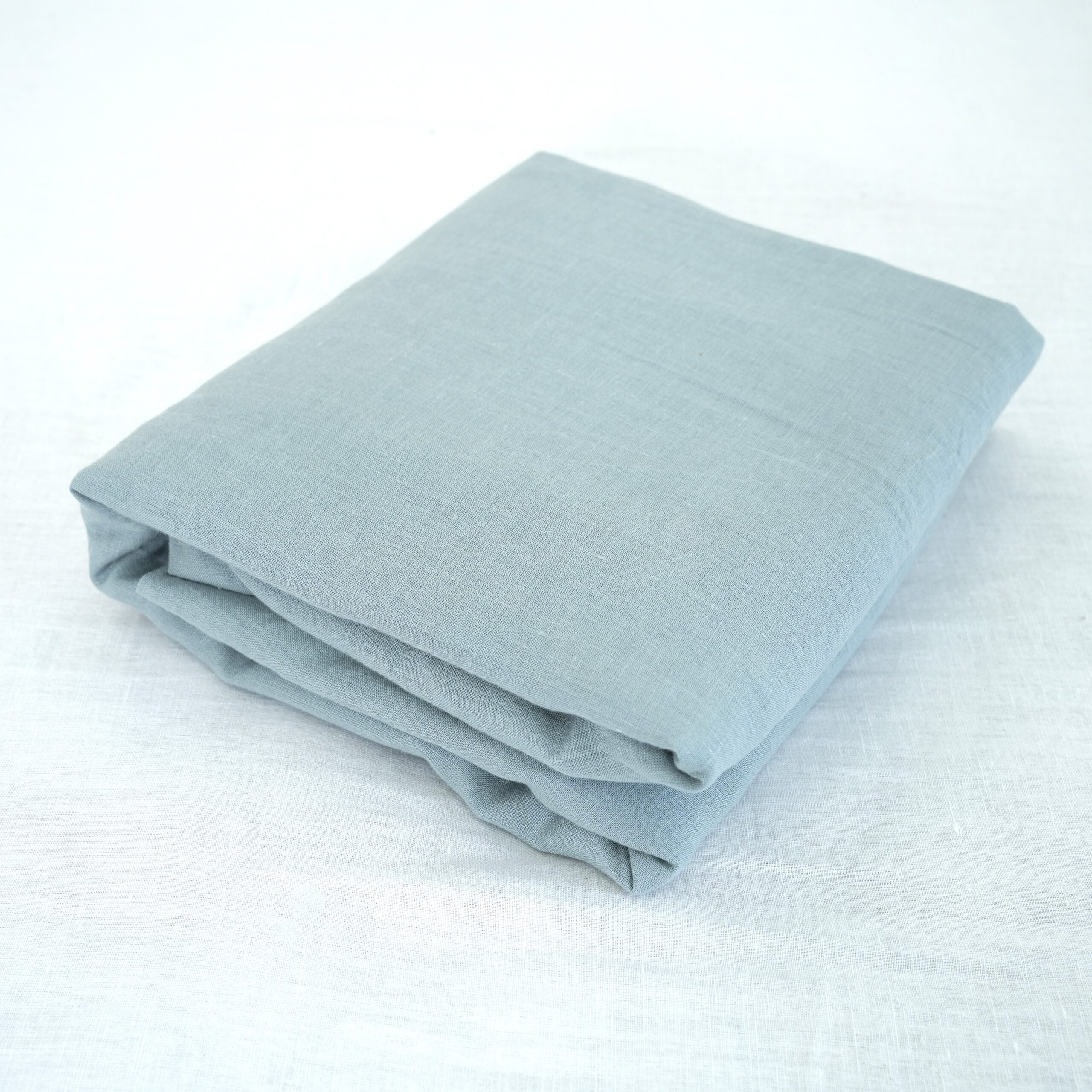 Misty blue French linen flat sheet, 100% European flax, stonewashed - SCANDALINEN