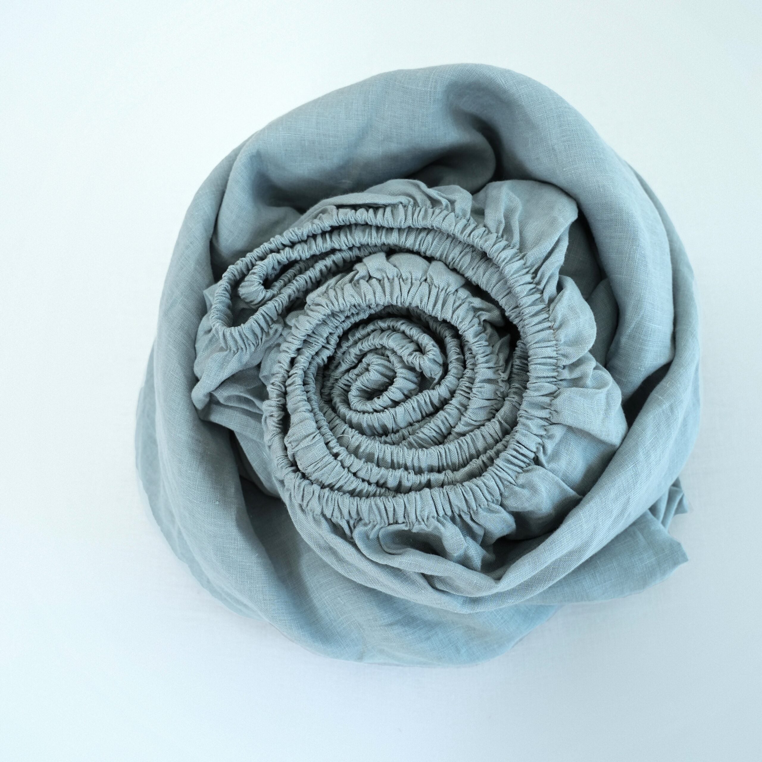 Misty Blue French Linen Flat Sheet | 100% Linen Flat Sheet