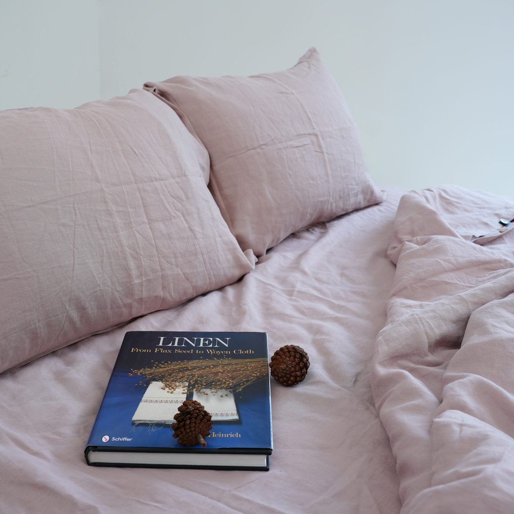 Light Brown French Linen Duvet Cover+2 Pillowcases Set - Plain Dyeing 17