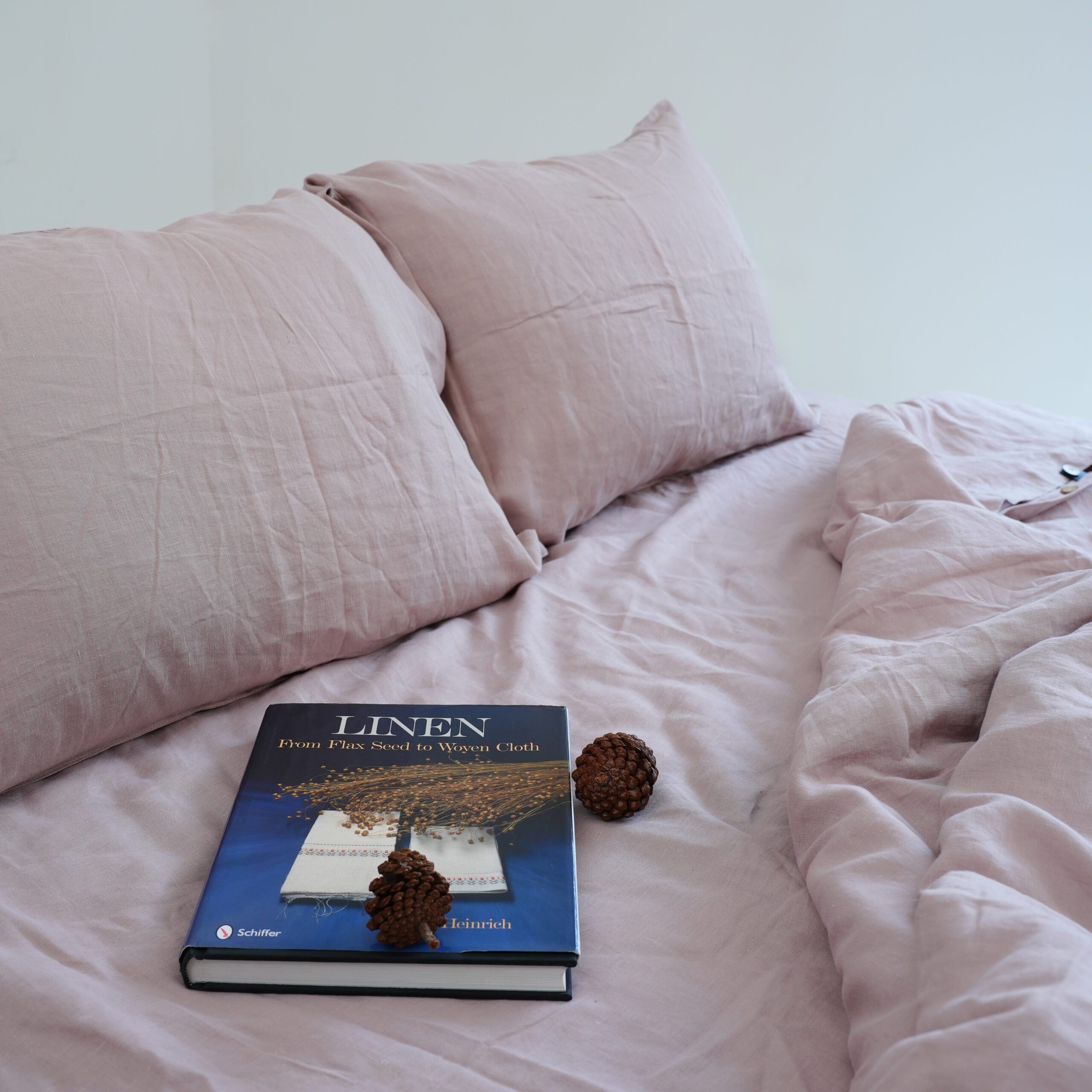 Light Brown French Linen Duvet Cover+2 Pillowcases Set - Plain Dyeing 17