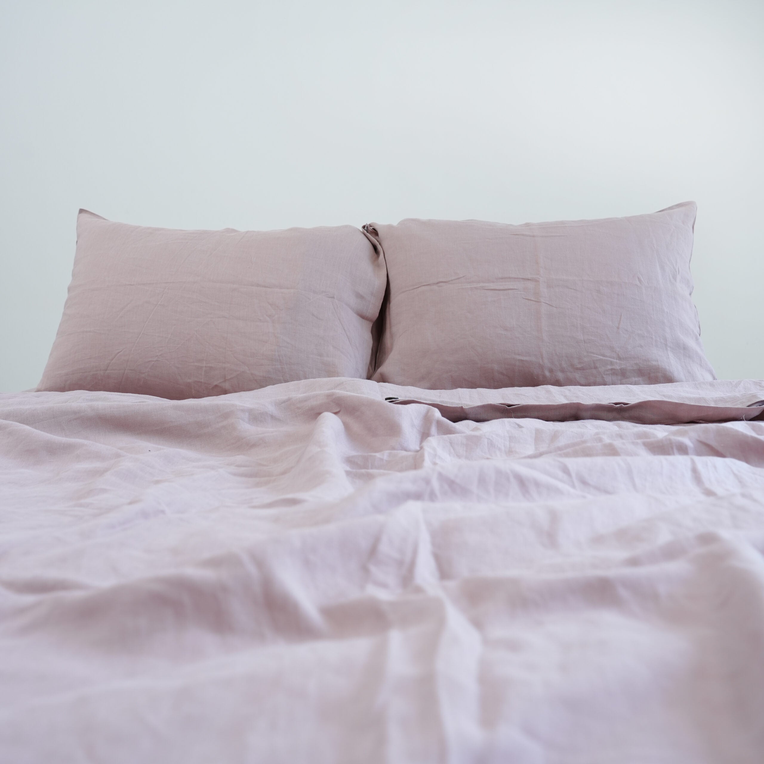 Light Brown French Linen Duvet Cover+2 Pillowcases Set - Plain Dyeing 17