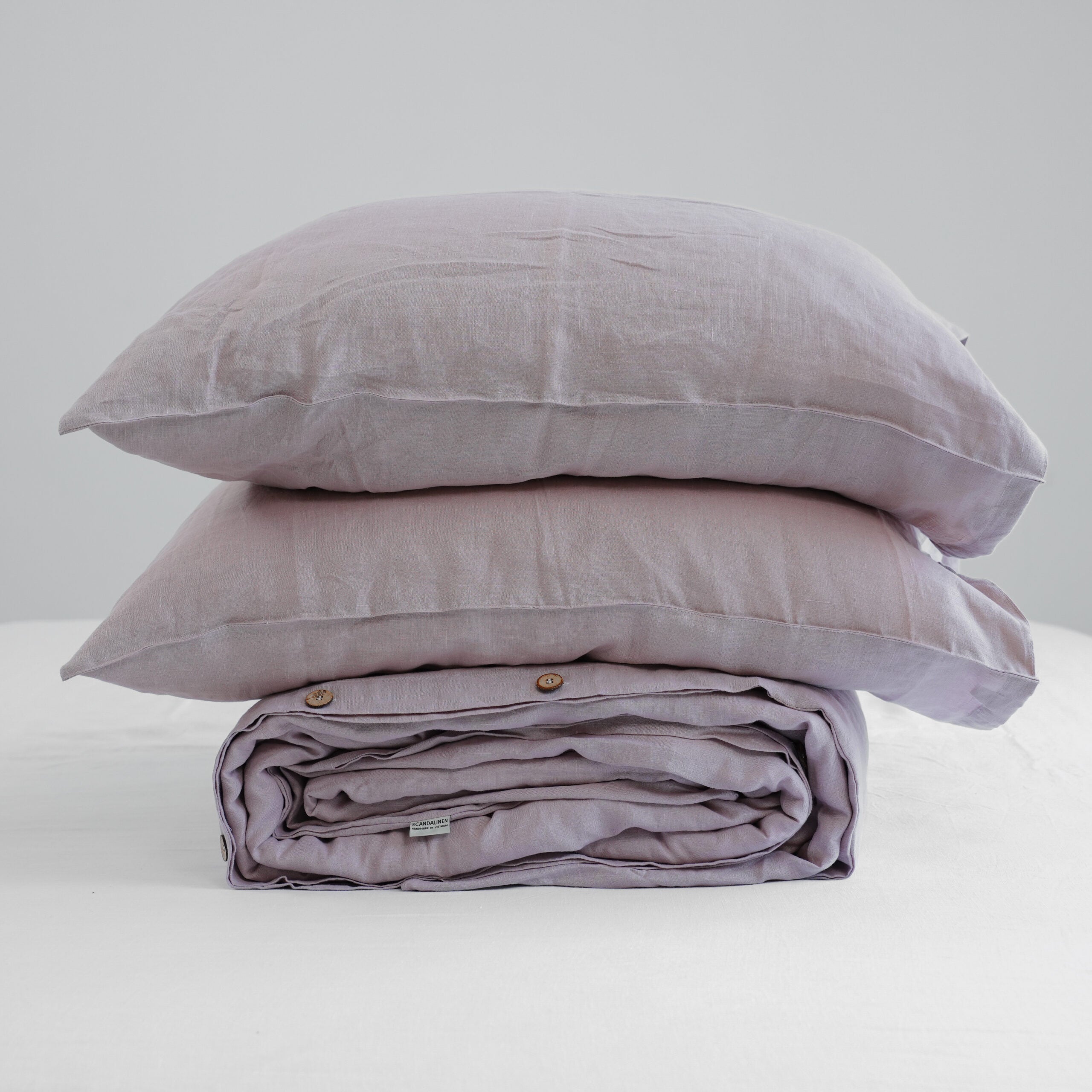 Light Brown French Linen Duvet Cover+2 Pillowcases Set - Plain Dyeing 17
