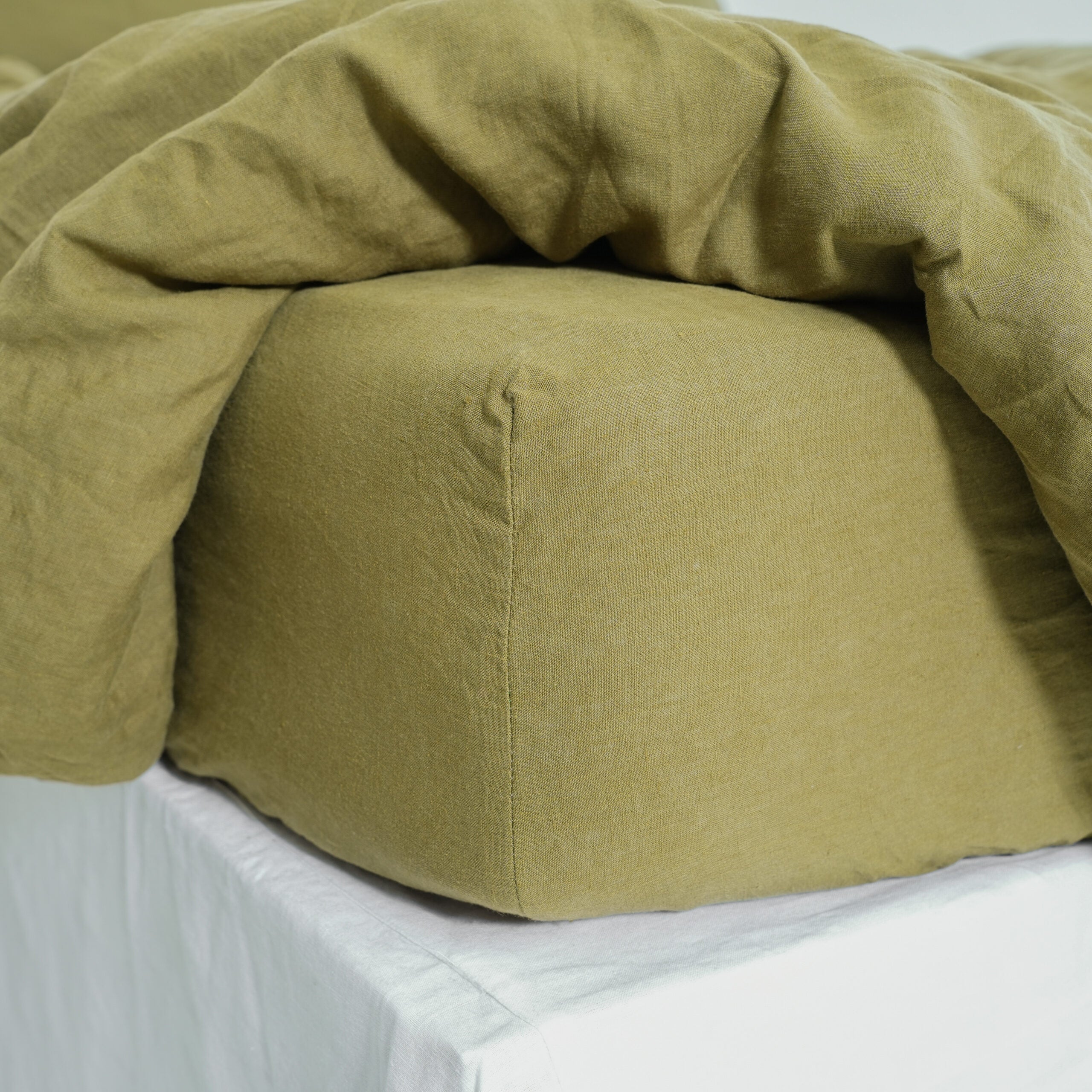 Moss Green French Linen Flat Sheet | 100% Linen Flat Sheet