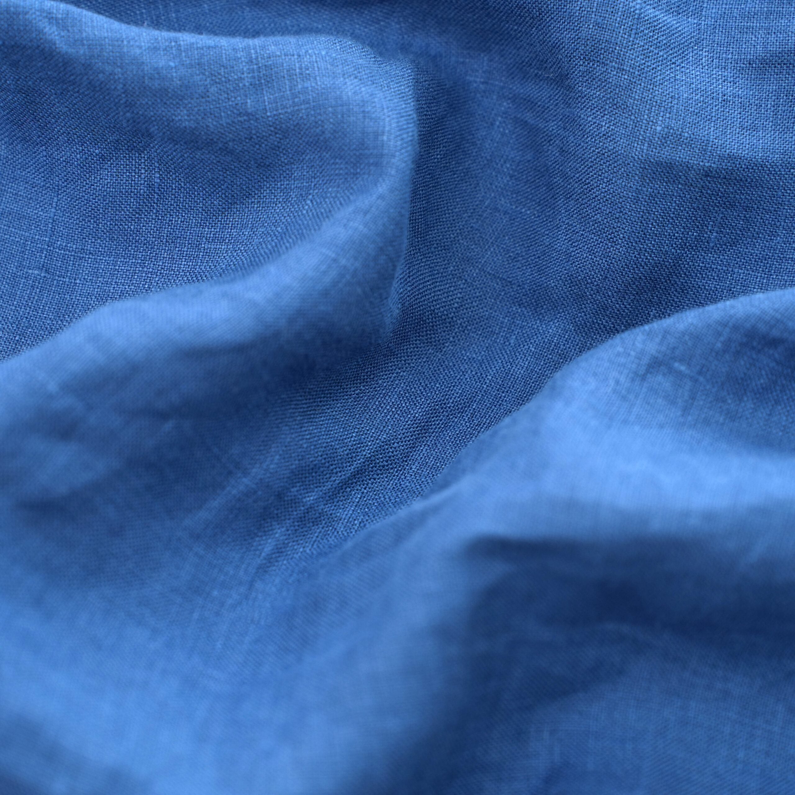Navy French Linen Duvet Cover+2 Pillowcases Set - Plain Dyeing 12