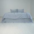 Navy Striped French Linen Bedding Sets (4 pieces) - Yarn Dyeing