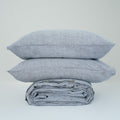 Navy Striped French Linen Duvet Cover+2 Pillowcases Set | Yarn-Dyed | Handmade