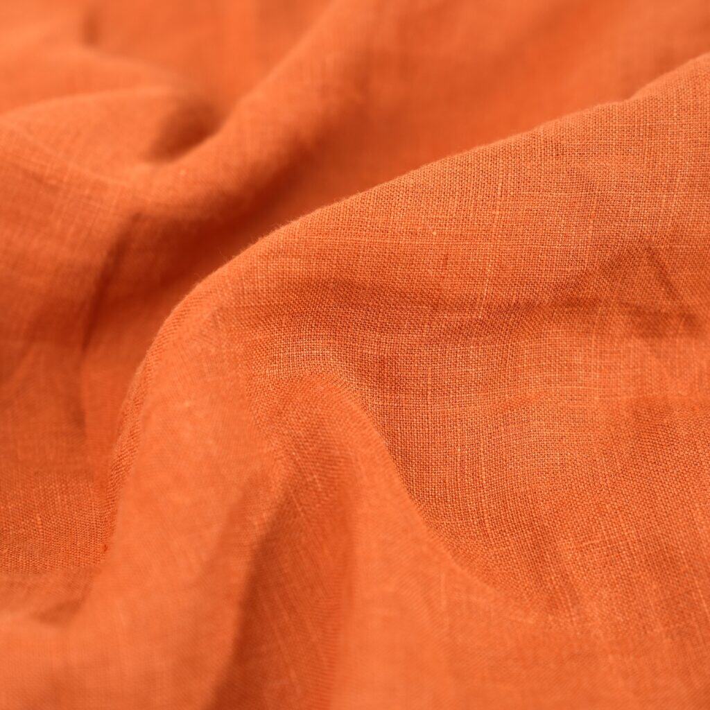 Orange French Linen Fitted Sheet Set - Deep Pocket with 2 Pillowcases