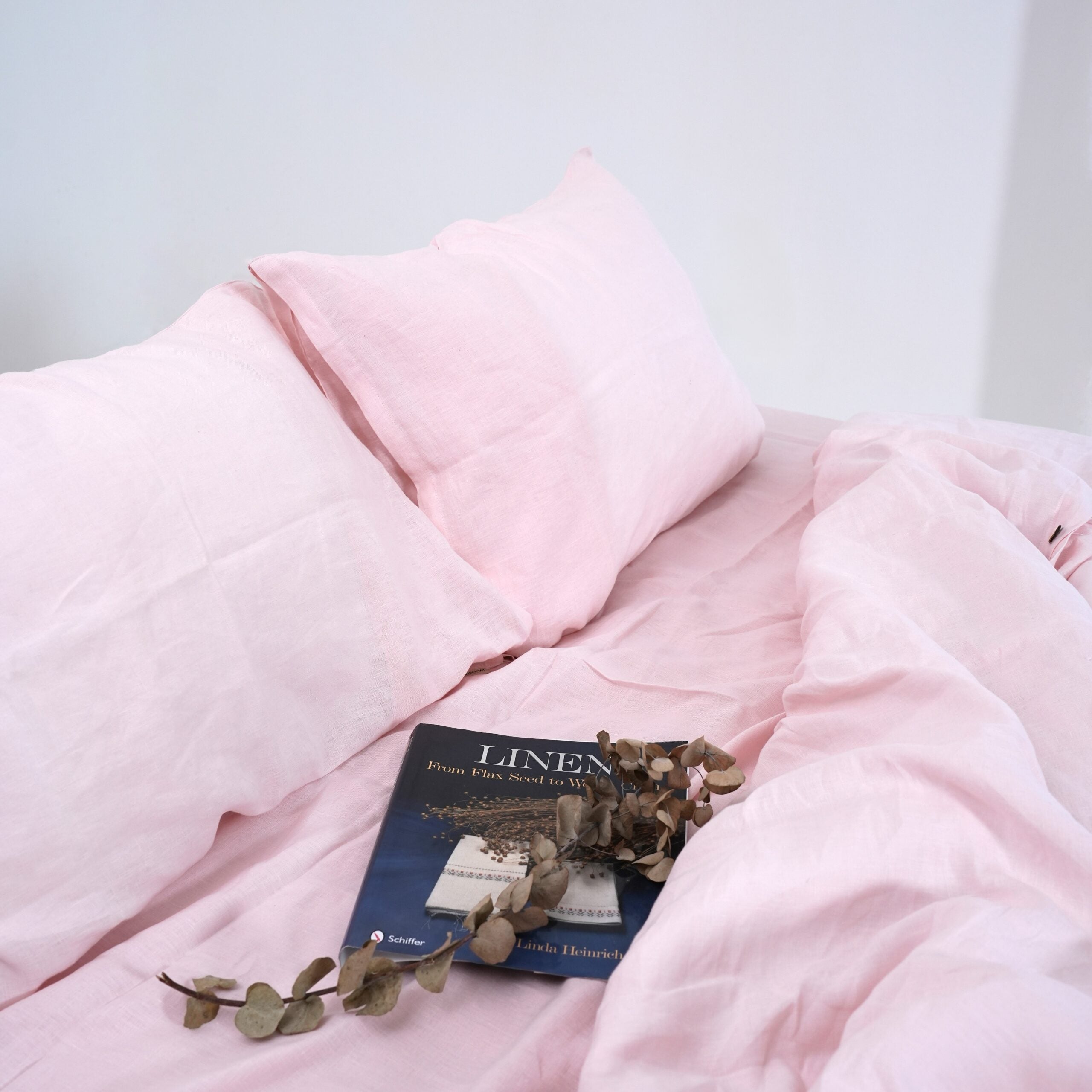 Peach French Linen Fitted Sheet Set - Deep Pocket with 2 Pillowcases