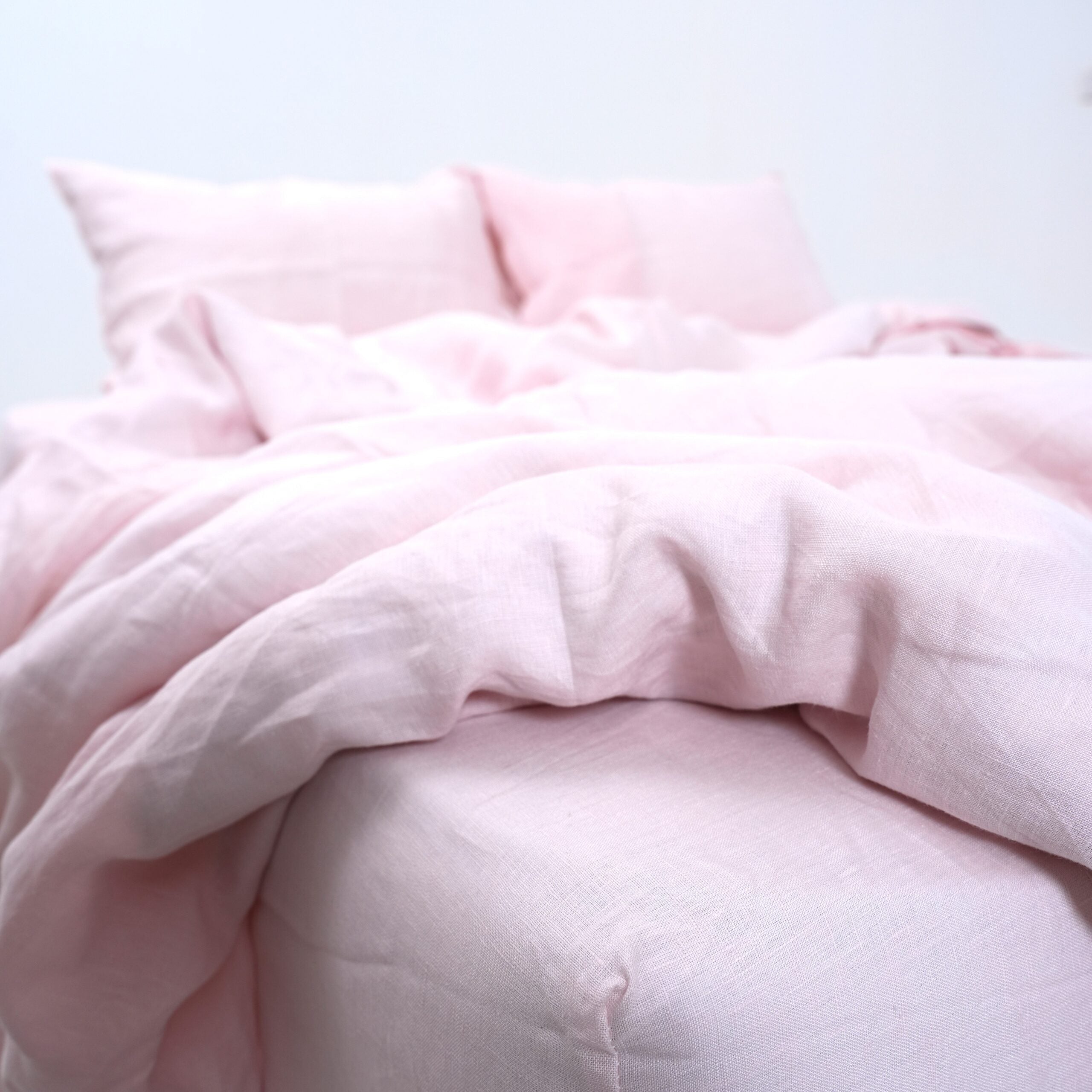 Peach French Linen Fitted Sheet Set - Deep Pocket with 2 Pillowcases