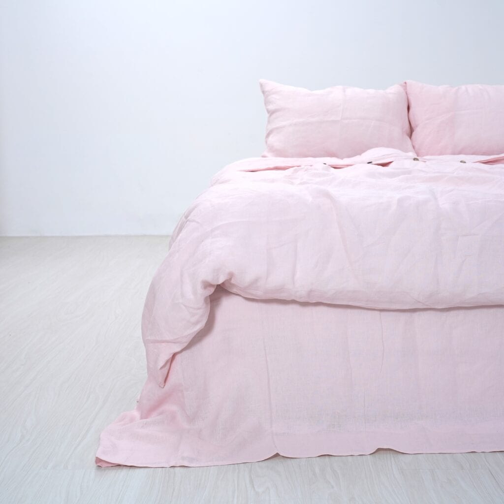 Peach French Linen Fitted Sheet Set - Deep Pocket with 2 Pillowcases