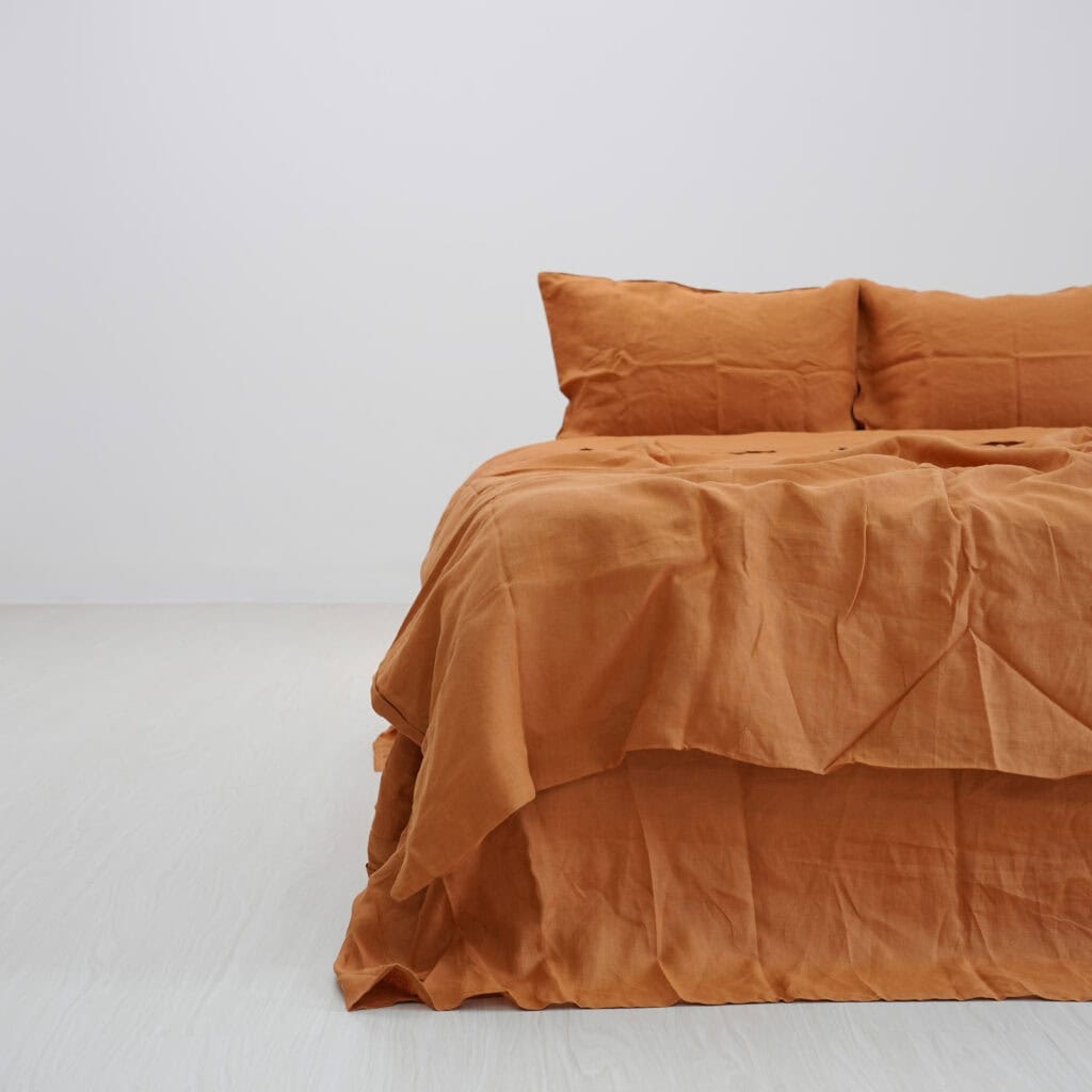 Goldenrod Yellow French Linen Fitted Sheet Set - Deep Pocket with 2 Pillowcases