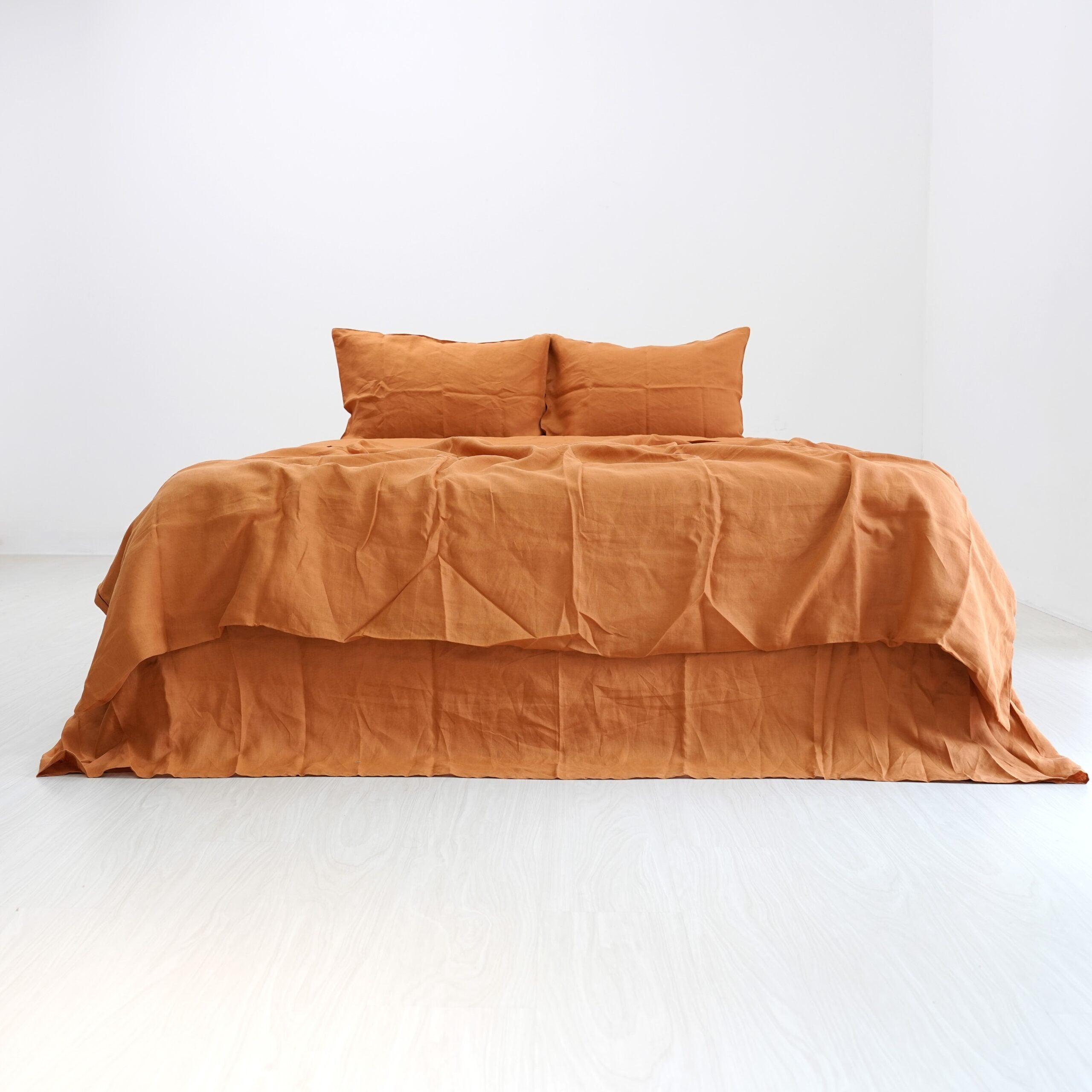 Pumkin French Linen Top Sheet | 100% Linen Flat Sheet