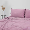 Purple French Linen Fitted Sheet Set - Deep Pocket with 2 Pillowcases