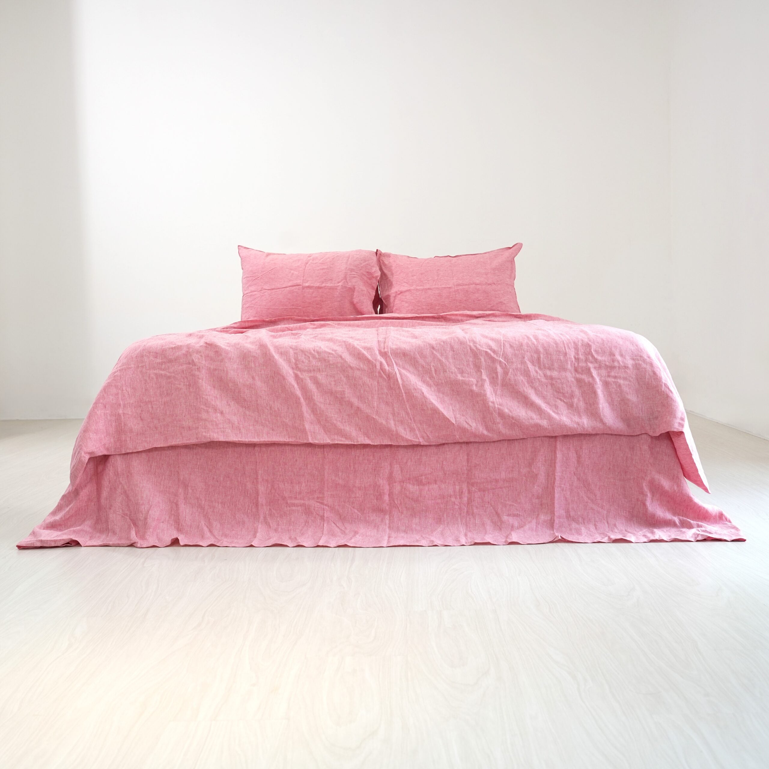 Red Pink French Linen Pillowcase | Yarn-Dyed | Handmade