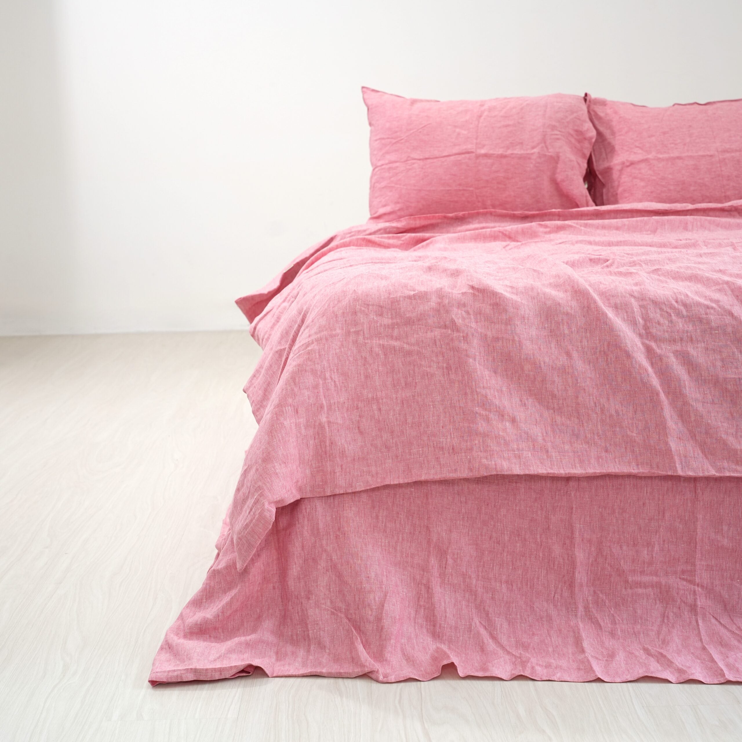 Red Pink French Linen Pillowcase | Yarn-Dyed | Handmade