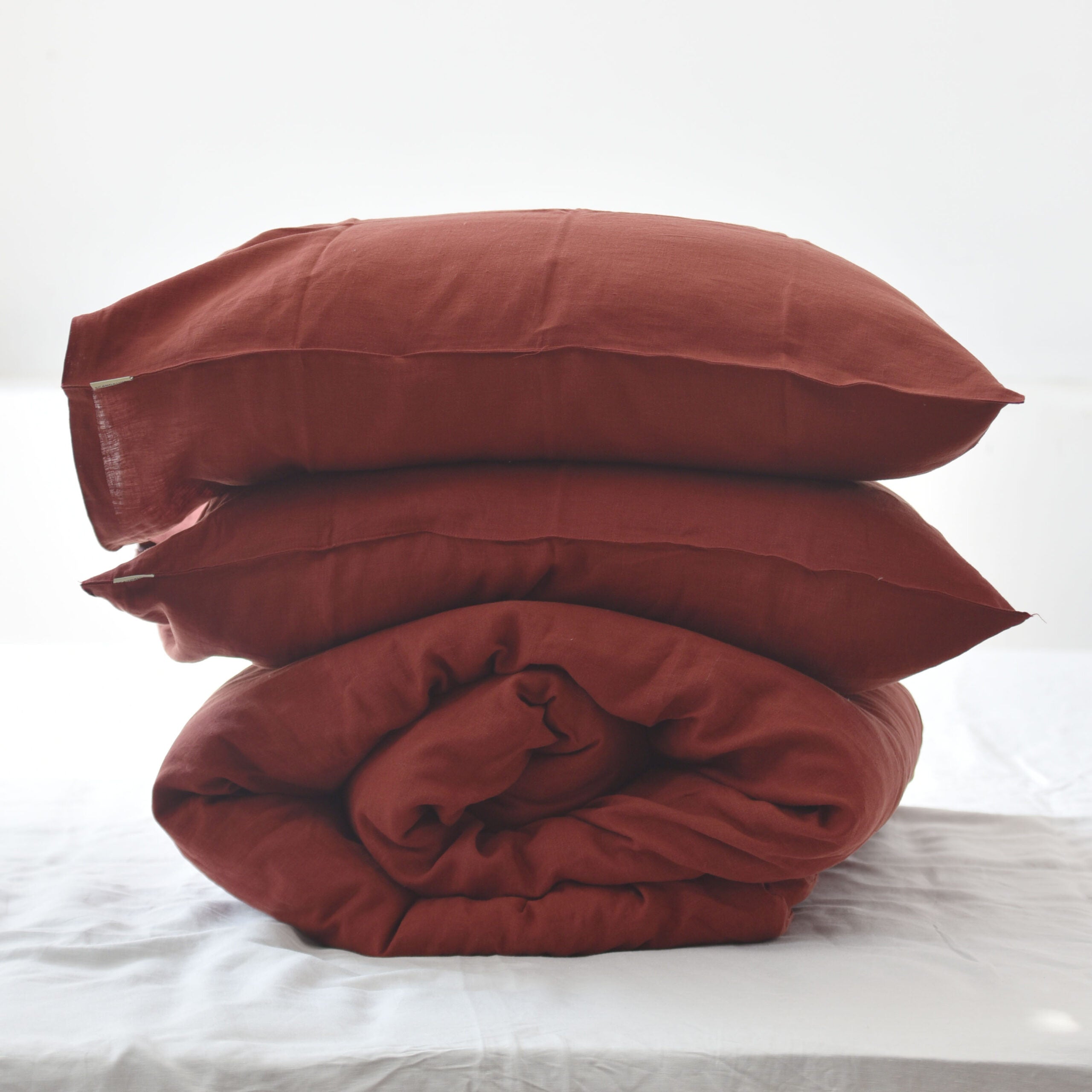 Red French Linen Flat Sheet | 100% Linen Flat Sheet