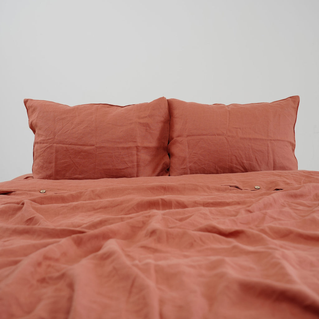 Rust French Linen Flat Sheet | 100% Linen Flat Sheet