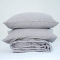 Light Gray French Linen Duvet Cover+2 Pillowcases Set | Yarn-Dyed | Handmade