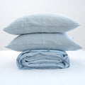Sky French Linen Duvet Cover+2 Pillowcases Set - Plain Dyeing 09