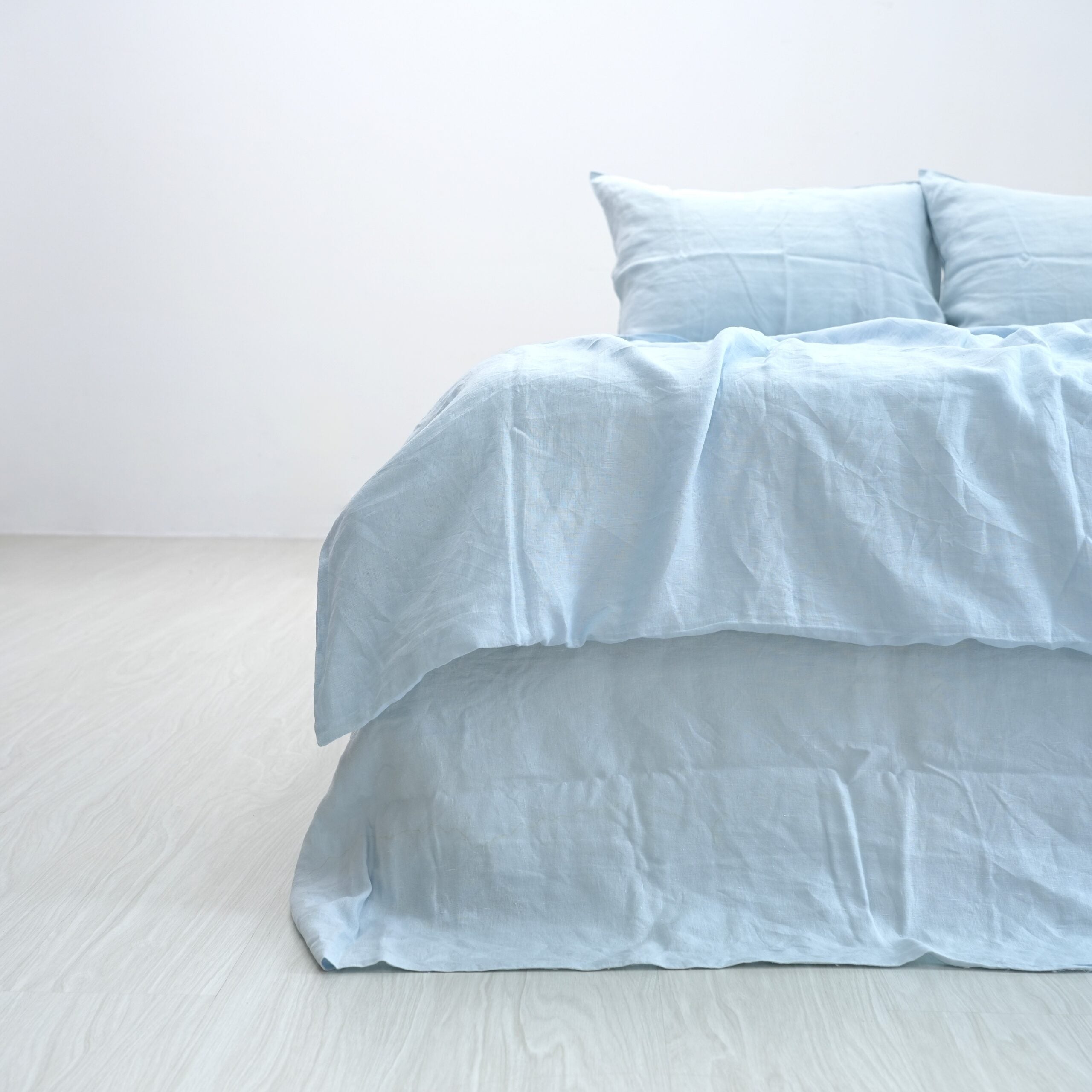 Sky French Linen Duvet Cover+2 Pillowcases Set - Plain Dyeing 09