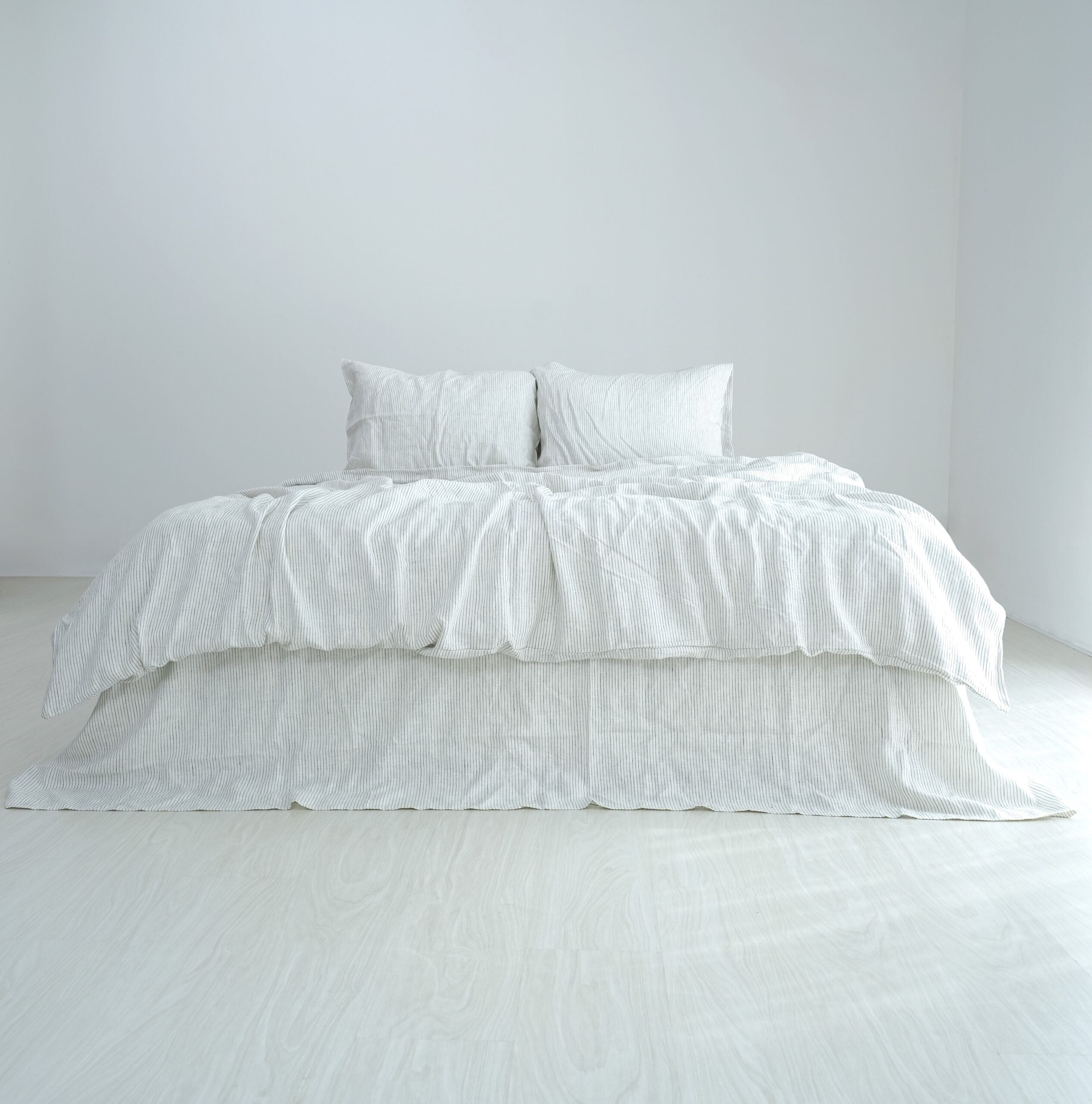 Black Striped French Linen Pillowcase | Yarn-Dyed | Handmade