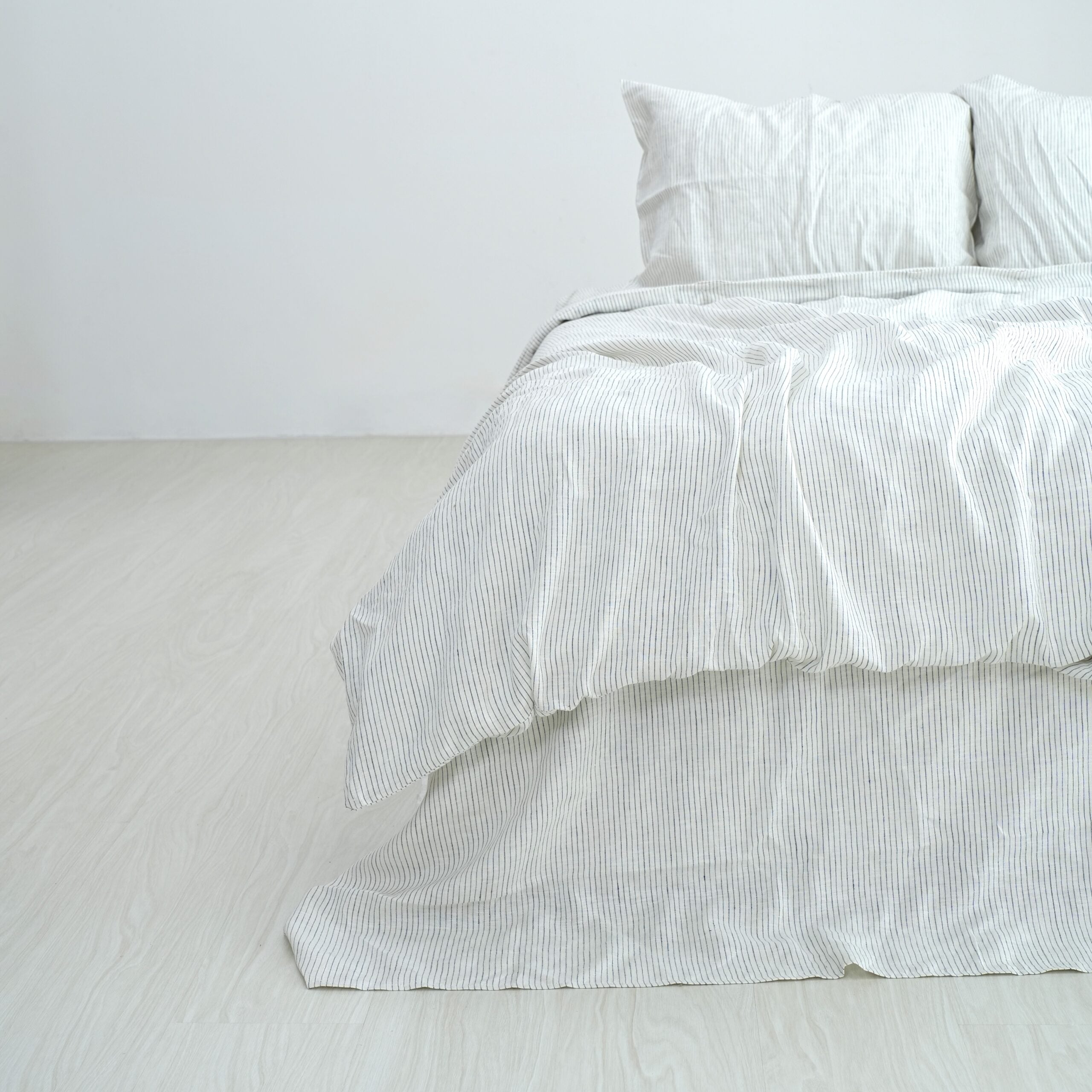 Black Striped French Linen Pillowcase | Yarn-Dyed | Handmade