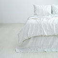 Striped Black French Linen Bedsheet | Deep Pocket Fitted Sheet