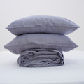 Steel French Linen Duvet Cover+2 Pillowcases Set - Plain Dyeing 24