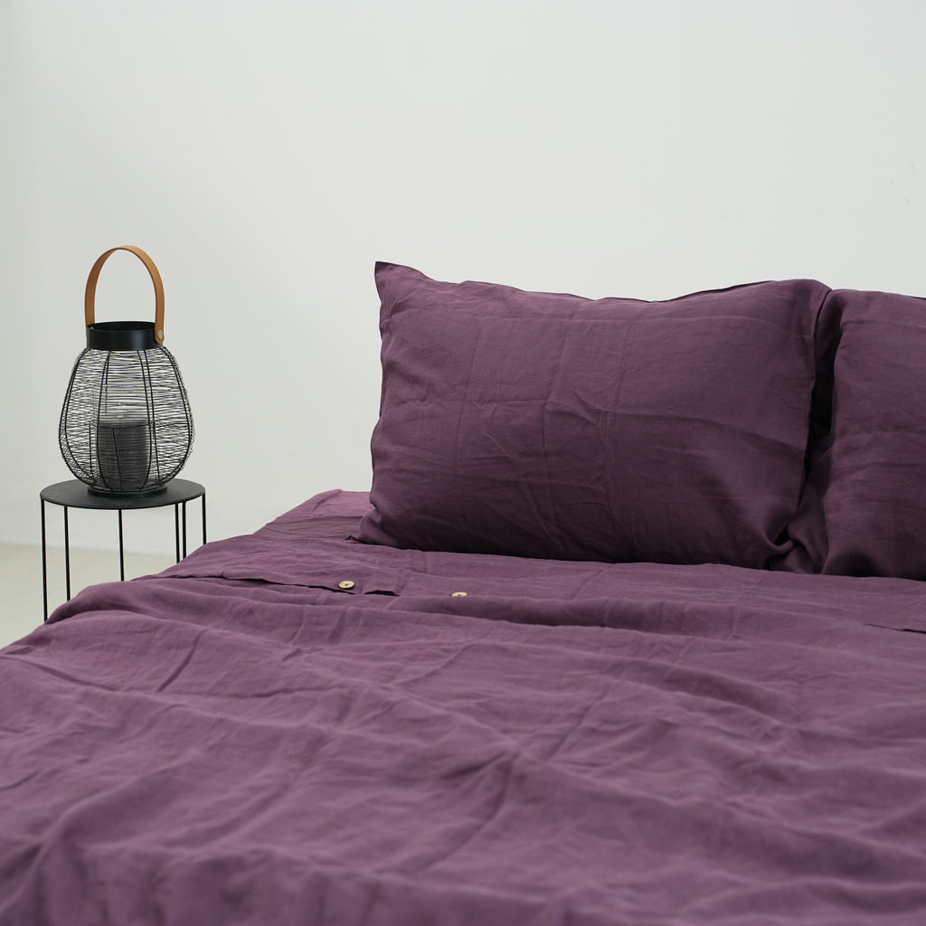 Violet Purple French Linen Fitted Sheet | Handmade