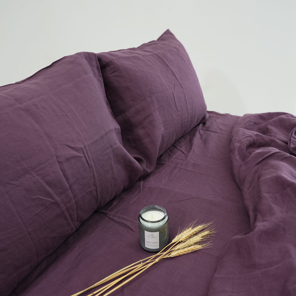Violet Purple French Linen Fitted Sheet | Handmade