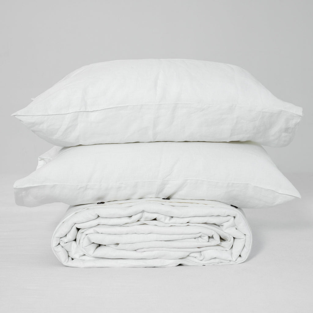 White French Linen Duvet Cover+2 Pillowcases Set - Plain Dyeing 05