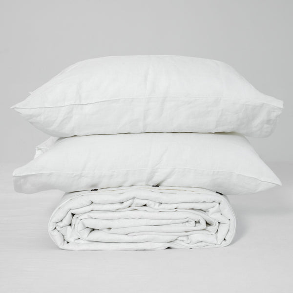 White French Linen Duvet Cover+2 Pillowcases Set - Plain Dyeing 05
