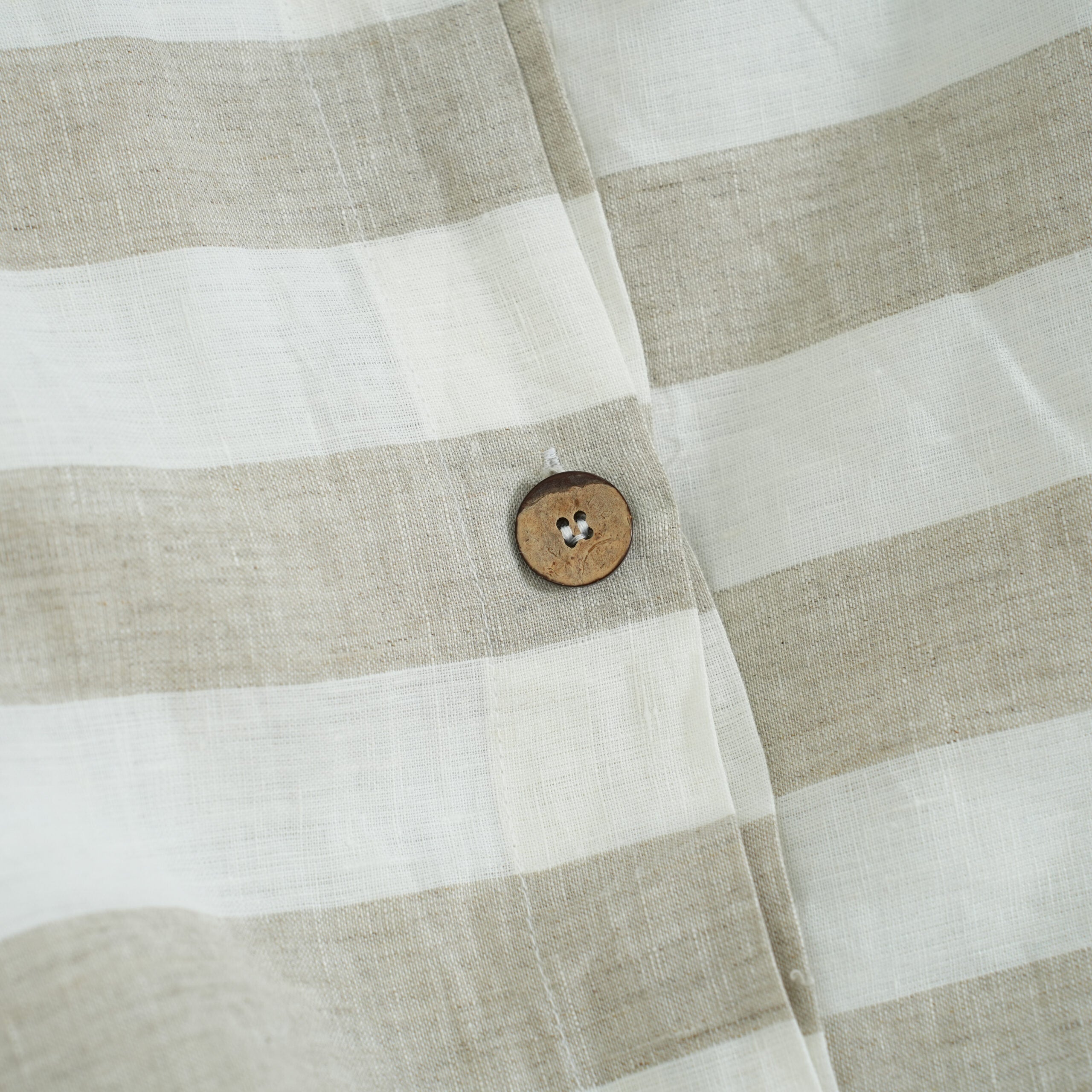 Flax Striped French Linen Duvet Cover+2 Pillowcases Set - Yarn Dyeing 57