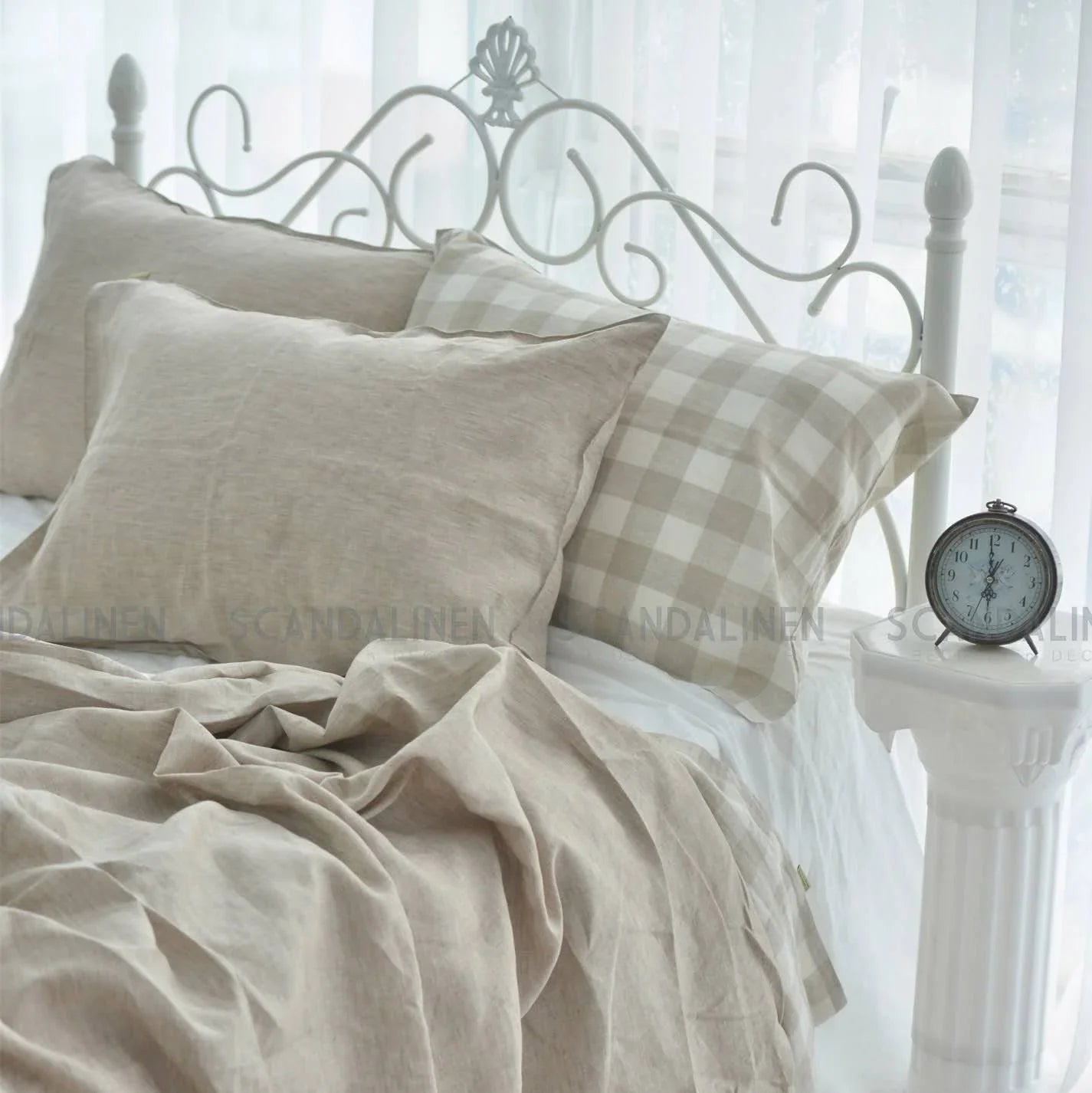 Dark Flax French Linen Duvet Cover Set - 4-Piece Yarn-Dyed Bed Linen