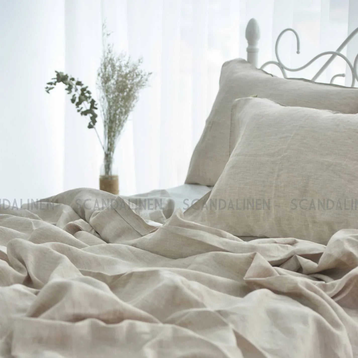 Dark Flax French Linen Duvet Cover Set - 4-Piece Yarn-Dyed Bed Linen