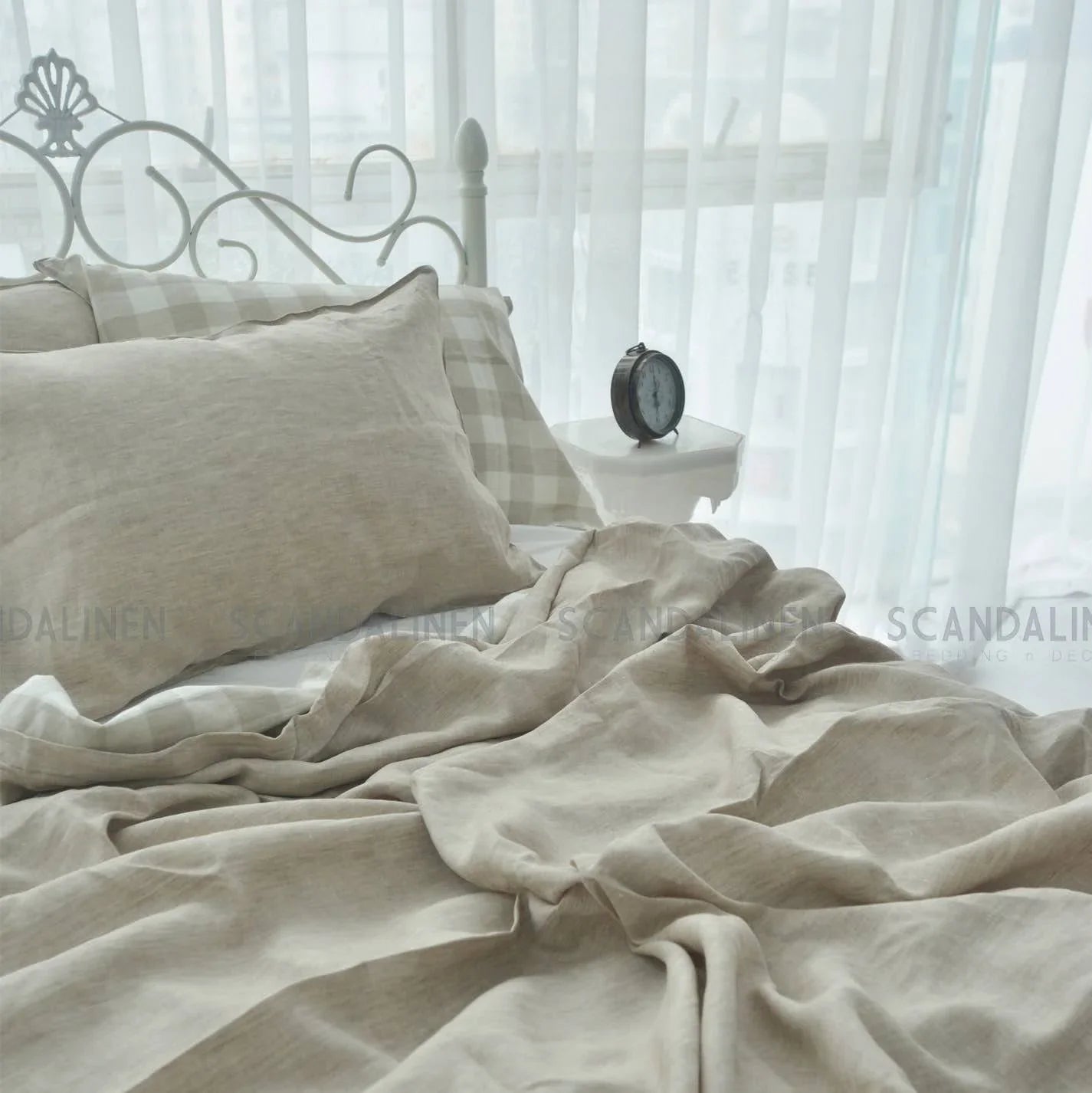 Dark Flax French Linen Duvet Cover Set - 4-Piece Yarn-Dyed Bed Linen