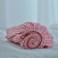 Striped Red French Linen Bedsheet | Deep Pocket Fitted Sheet