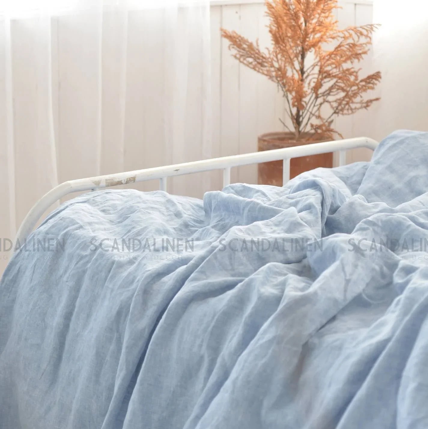 Blue French Linen 4-Piece Duvet Cover Set | Yarn-Dyed | Handmade