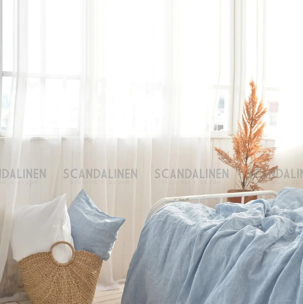 Blue French Linen 4-Piece Duvet Cover Set | Yarn-Dyed | Handmade