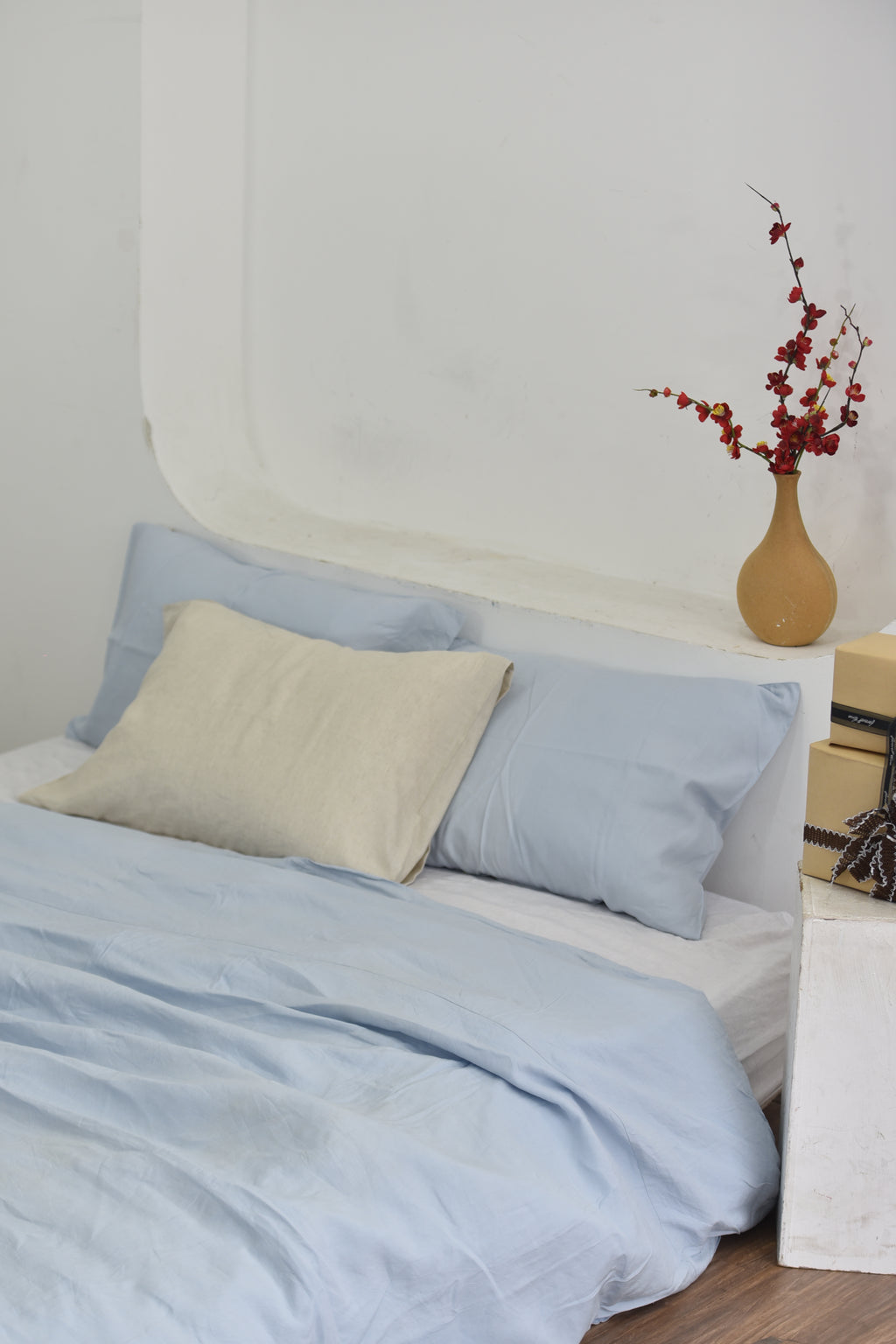 Baby Blue Bamboo Linen Duvet Cover | 45% Linen 55% Bamboo Rayon