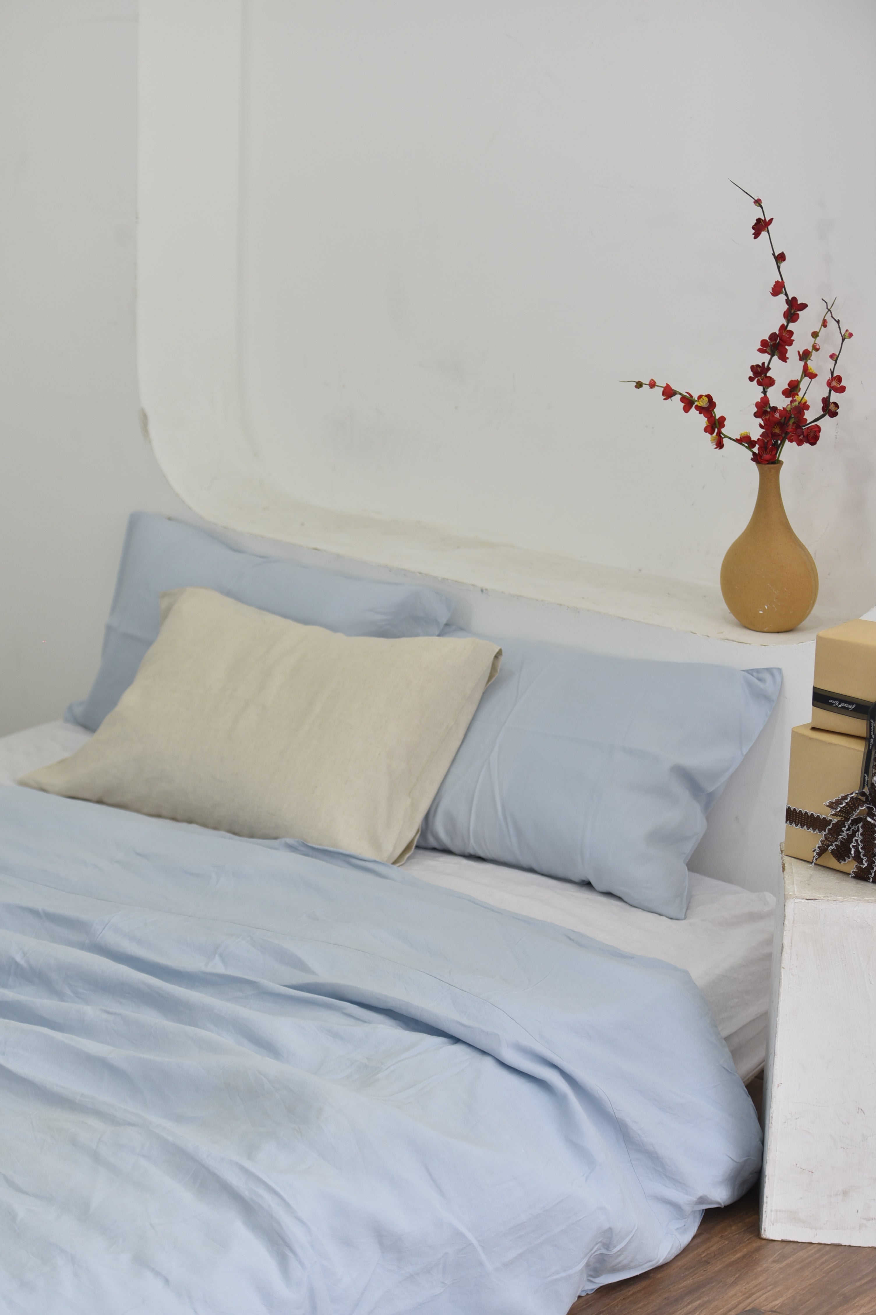Baby Blue Bamboo Linen Duvet Cover | 45% Linen 55% Bamboo Rayon